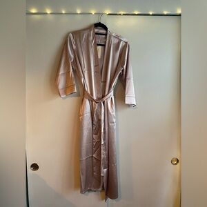 Ekouaer Blush Pink Satin Full-Length Robe | Size S | NWT